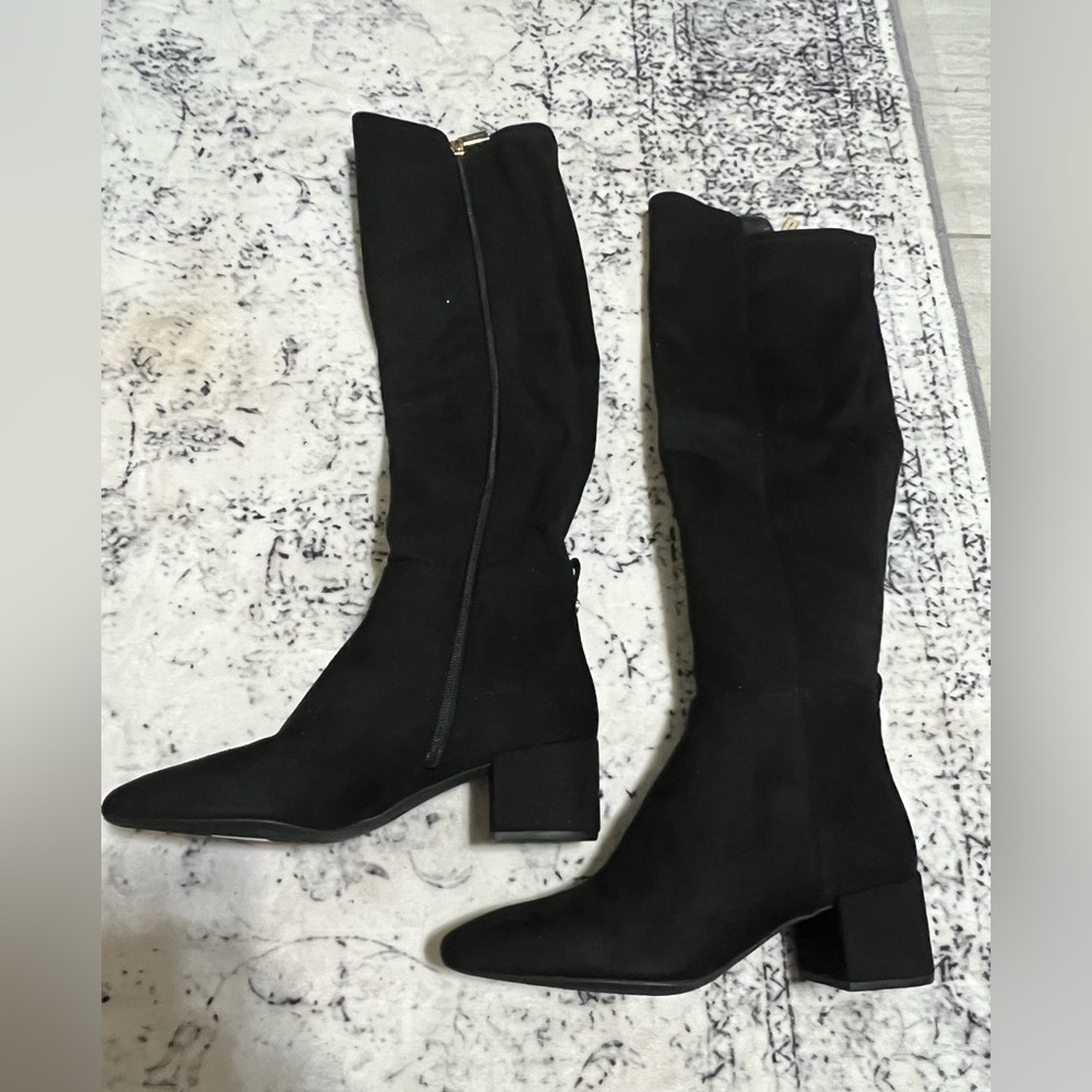 NEW Michael Kors Braden Women's Suede Zip Up Knee high boots - Black Size 9